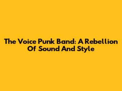The Voice Punk Band: A Rebellion Of Sound And Style