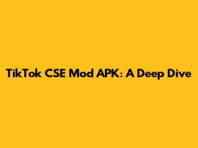 TikTok CSE Mod APK: A Deep Dive