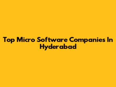Top Micro Software Companies In Hyderabad