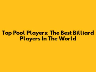 Top Pool Players: The Best Billiard Players In The World