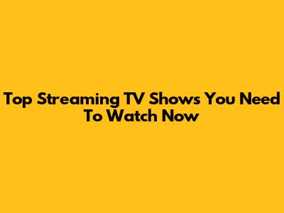 Top Streaming TV Shows You Need To Watch Now