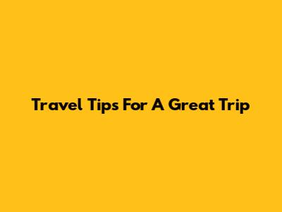 Travel Tips For A Great Trip