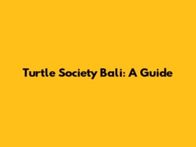 Turtle Society Bali: A Guide