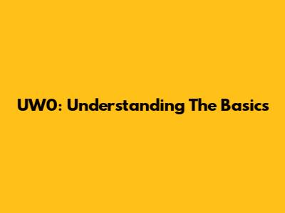UW0: Understanding The Basics