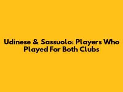 Udinese & Sassuolo: Players Who Played For Both Clubs