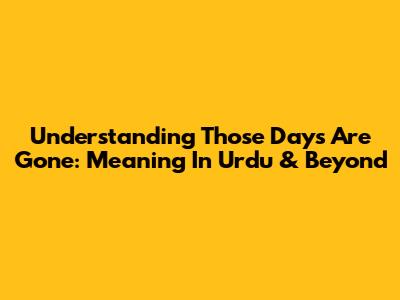 Understanding 'Those Days Are Gone': Meaning In Urdu & Beyond