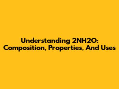 Understanding 2NH2O: Composition, Properties, And Uses