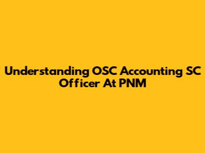 Understanding OSC Accounting SC Officer At PNM