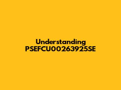 Understanding PSEFCU00263925SE