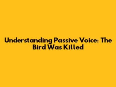 Understanding Passive Voice: 'The Bird Was Killed'