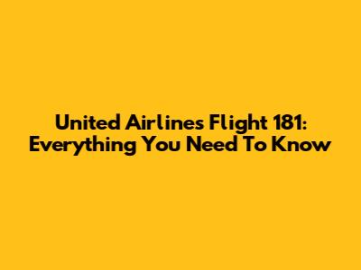 United Airlines Flight 181: Everything You Need To Know