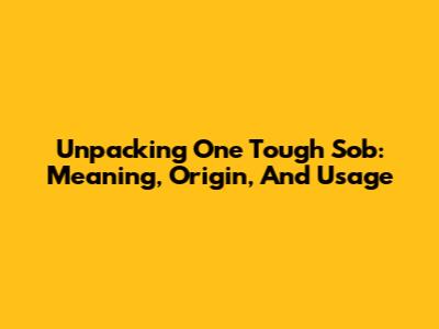 Unpacking 'One Tough Sob': Meaning, Origin, And Usage