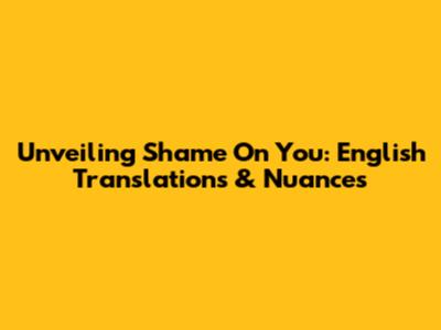 Unveiling "Shame On You": English Translations & Nuances