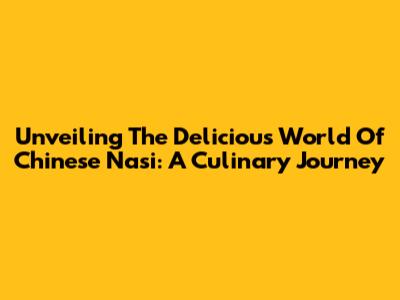Unveiling The Delicious World Of Chinese Nasi: A Culinary Journey