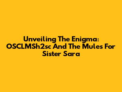 Unveiling The Enigma: OSCLMSh2sc And The 'Mules For Sister Sara'