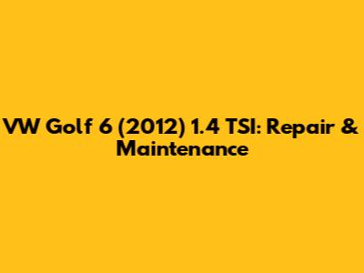VW Golf 6 (2012) 1.4 TSI: Repair & Maintenance