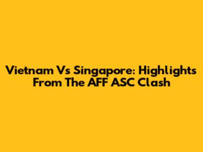 Vietnam Vs Singapore: Highlights From The AFF ASC Clash