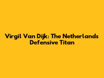 Virgil Van Dijk: The Netherlands' Defensive Titan