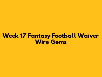 Week 17 Fantasy Football Waiver Wire Gems
