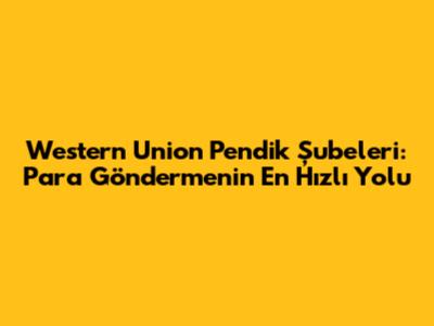 Western Union Pendik Şubeleri: Para Göndermenin En Hızlı Yolu