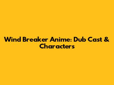 Wind Breaker Anime: Dub Cast & Characters
