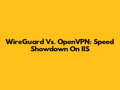 WireGuard Vs. OpenVPN: Speed Showdown On IIS