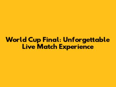 World Cup Final: Unforgettable Live Match Experience