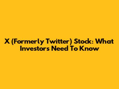 X (Formerly Twitter) Stock: What Investors Need To Know
